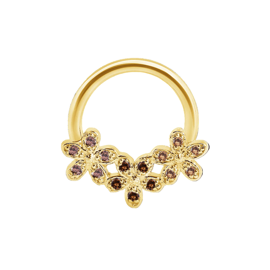 Alyssa Gradient Seamless Ring – 14K Gold Triple - Gem Colorflow Design - piercing - zone.com