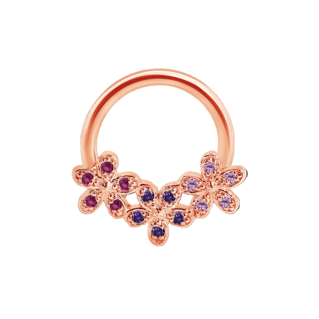 Alyssa Gradient Seamless Ring – 14K Gold Triple - Gem Colorflow Design - piercing - zone.com