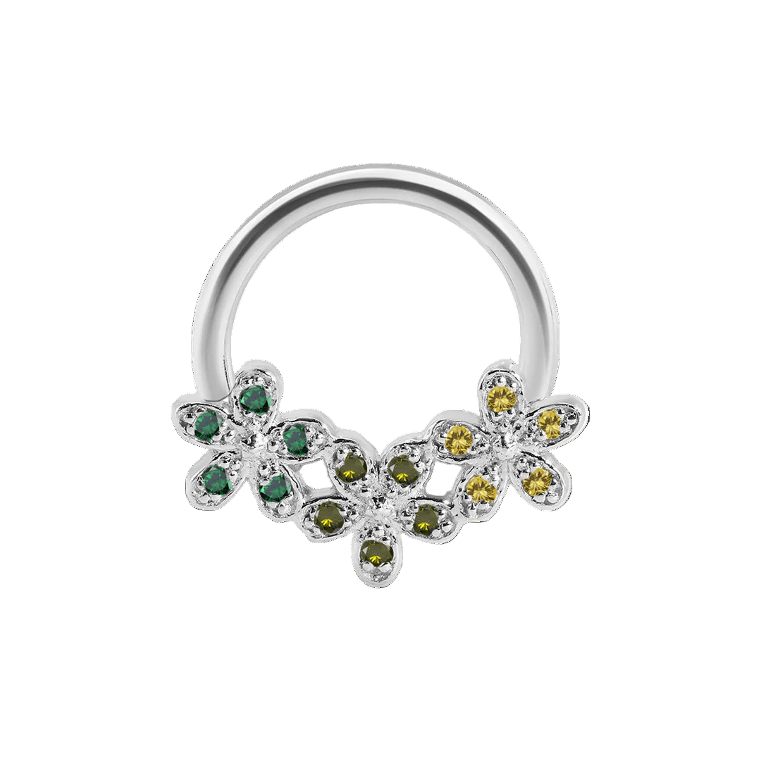 Alyssa Gradient Seamless Ring – 14K Gold Triple - Gem Colorflow Design - piercing - zone.com