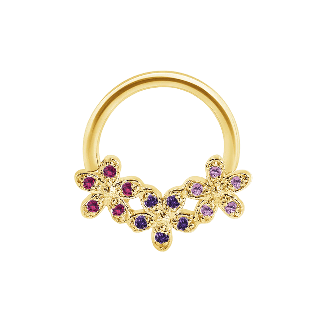 Alyssa Gradient Seamless Ring – 14K Gold Triple - Gem Colorflow Design - piercing - zone.com