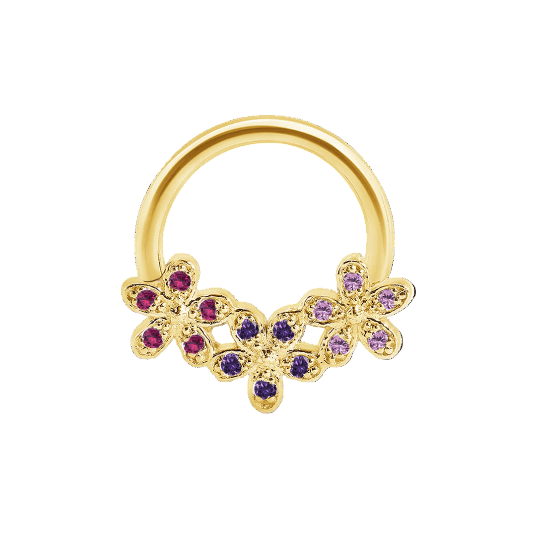 Alyssa Gradient Seamless Ring – 14K Gold Triple - Gem Colorflow Design - piercing - zone.com