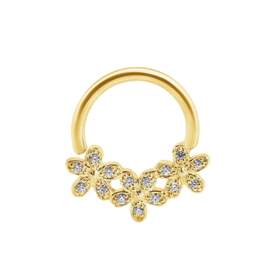 Alyssa Seamless Ring – 14K Gold Micro - Cluster Arc Design - piercing - zone.com