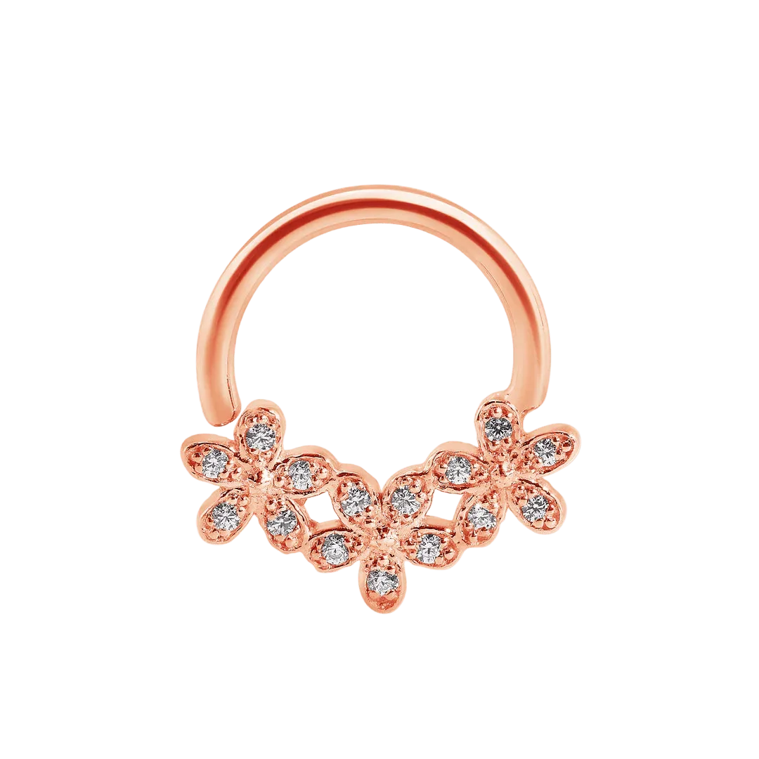 Alyssa Seamless Ring – 14K Gold Micro - Cluster Arc Design - piercing - zone.com