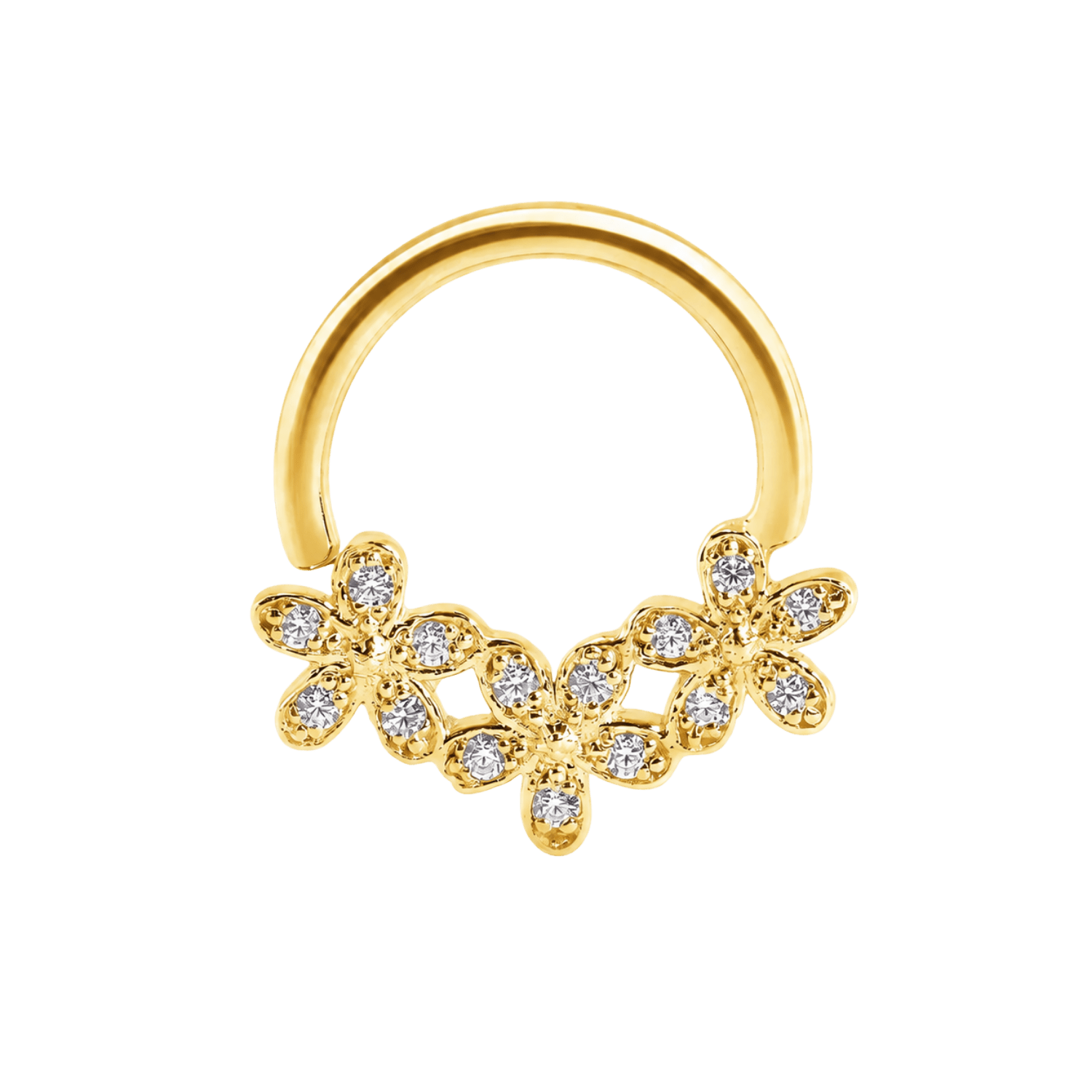 Alyssa Seamless Ring – 14K Gold Micro-Cluster Arc Design - piercing-zone.com