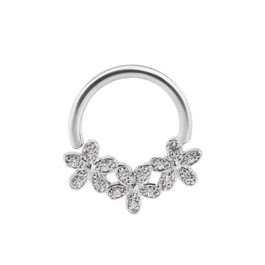 Alyssa Seamless Ring – 14K Gold Micro - Cluster Arc Design - piercing - zone.com
