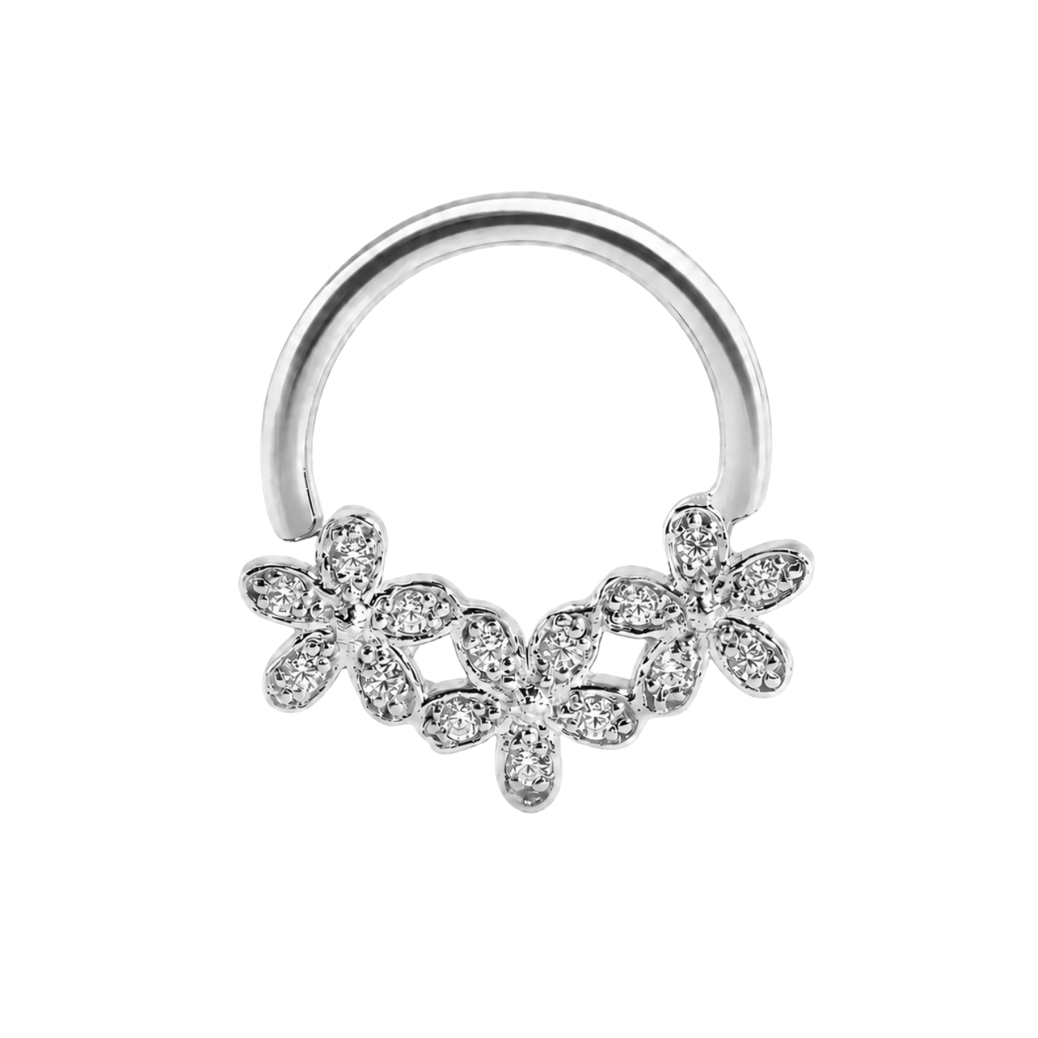 Alyssa Seamless Ring – 14K Gold Micro-Cluster Arc Design - piercing-zone.com
