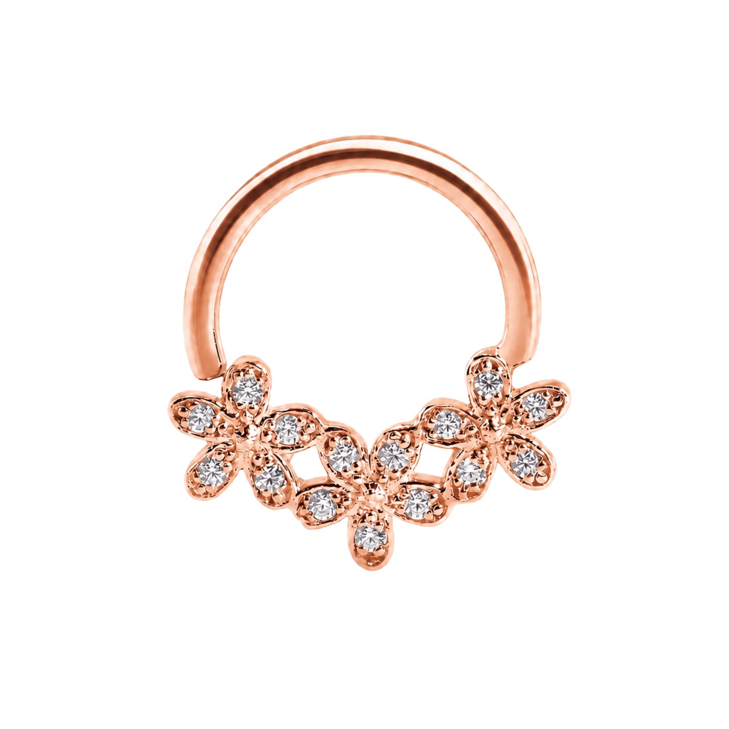 Alyssa Seamless Ring – 14K Gold Micro-Cluster Arc Design - piercing-zone.com