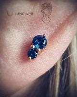 Aman – Sapphire Blue – 14K Gold Threadless End - piercing - zone.com