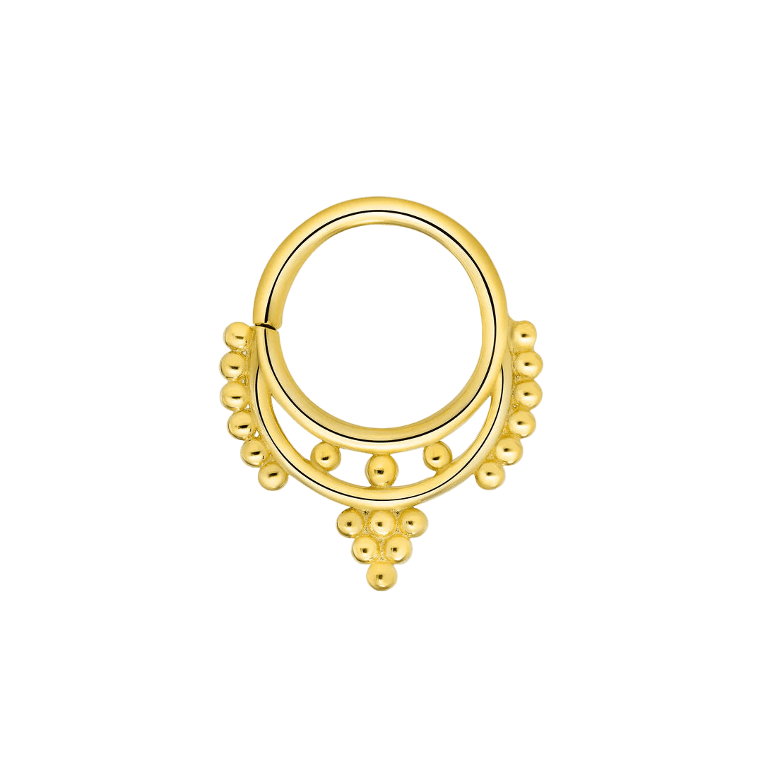 Amanda Seamless Ring – 14K Gold Cup & Divot Design - piercing - zone.com
