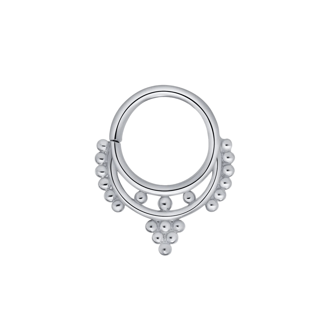 Amanda Seamless Ring – 14K Gold Cup & Divot Design - piercing - zone.com