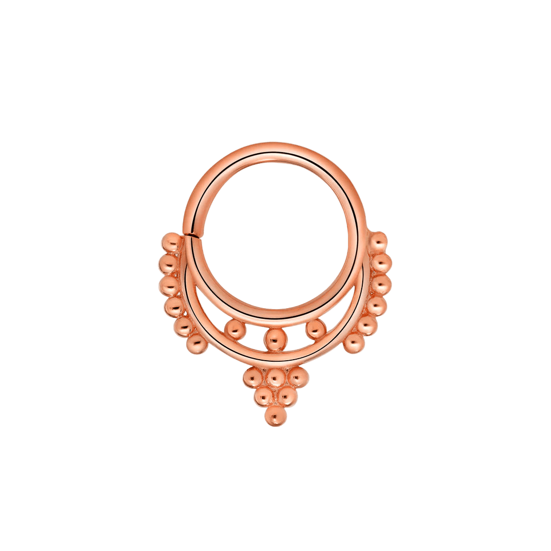 Amanda Seamless Ring – 14K Gold Cup & Divot Design - piercing - zone.com