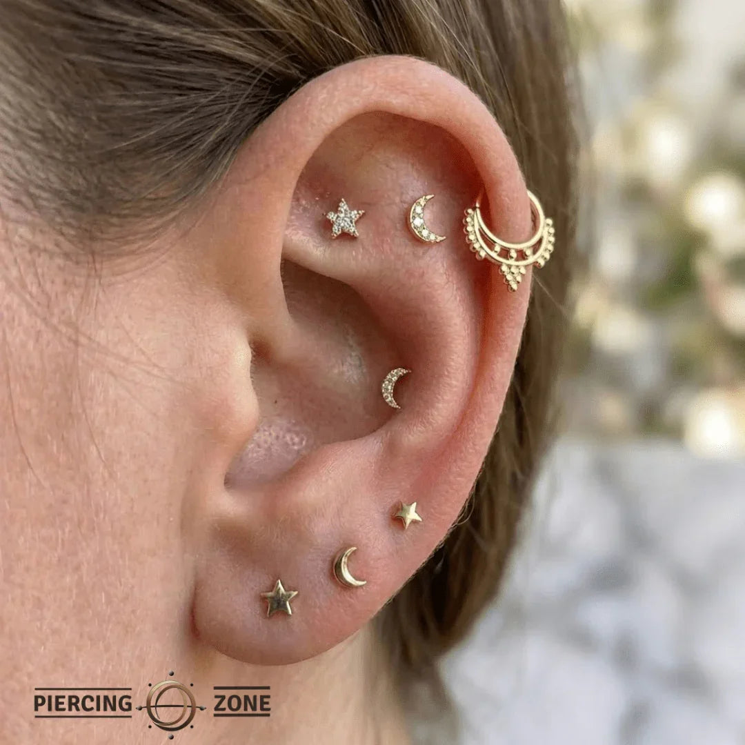 Amanda Seamless Ring – 14K Gold Cup & Divot Design - piercing - zone.com