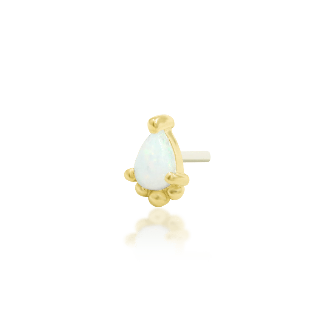 Amani – Opal Pear Beaded – 14K Gold Threadless End - piercing - zone.com