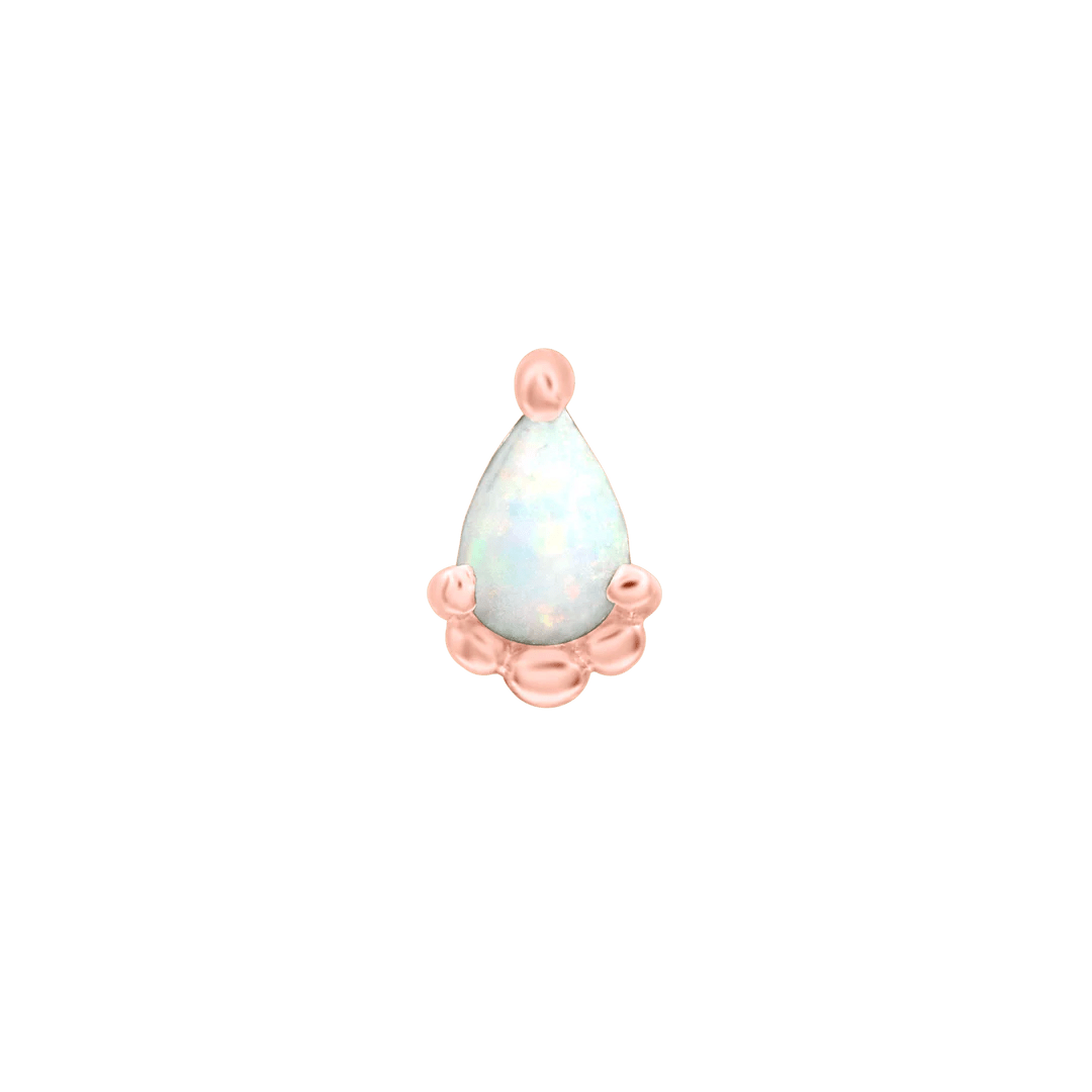 Amani – Opal Pear Beaded – 14K Gold Threadless End - piercing - zone.com