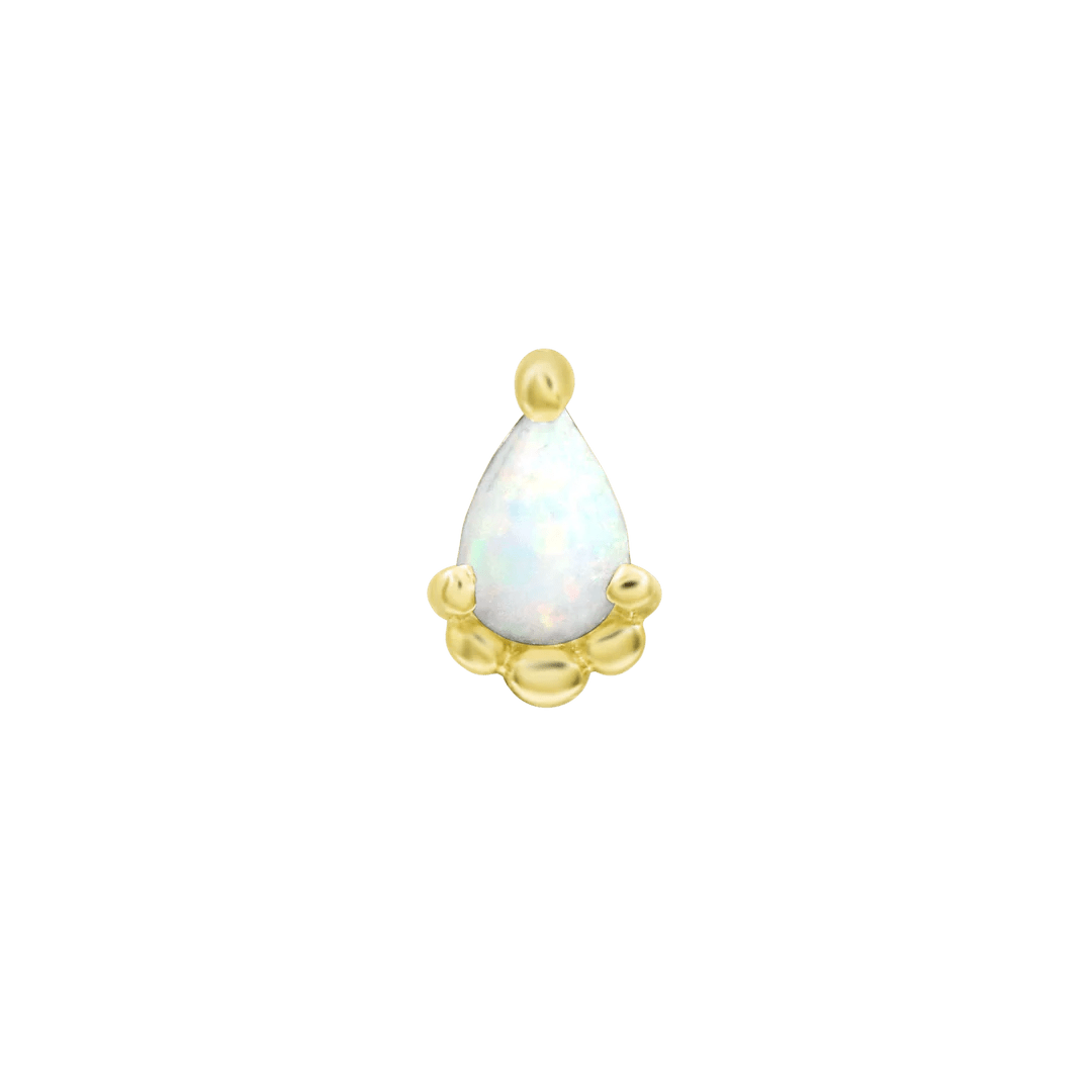 Amani – Opal Pear Beaded – 14K Gold Threadless End - piercing - zone.com