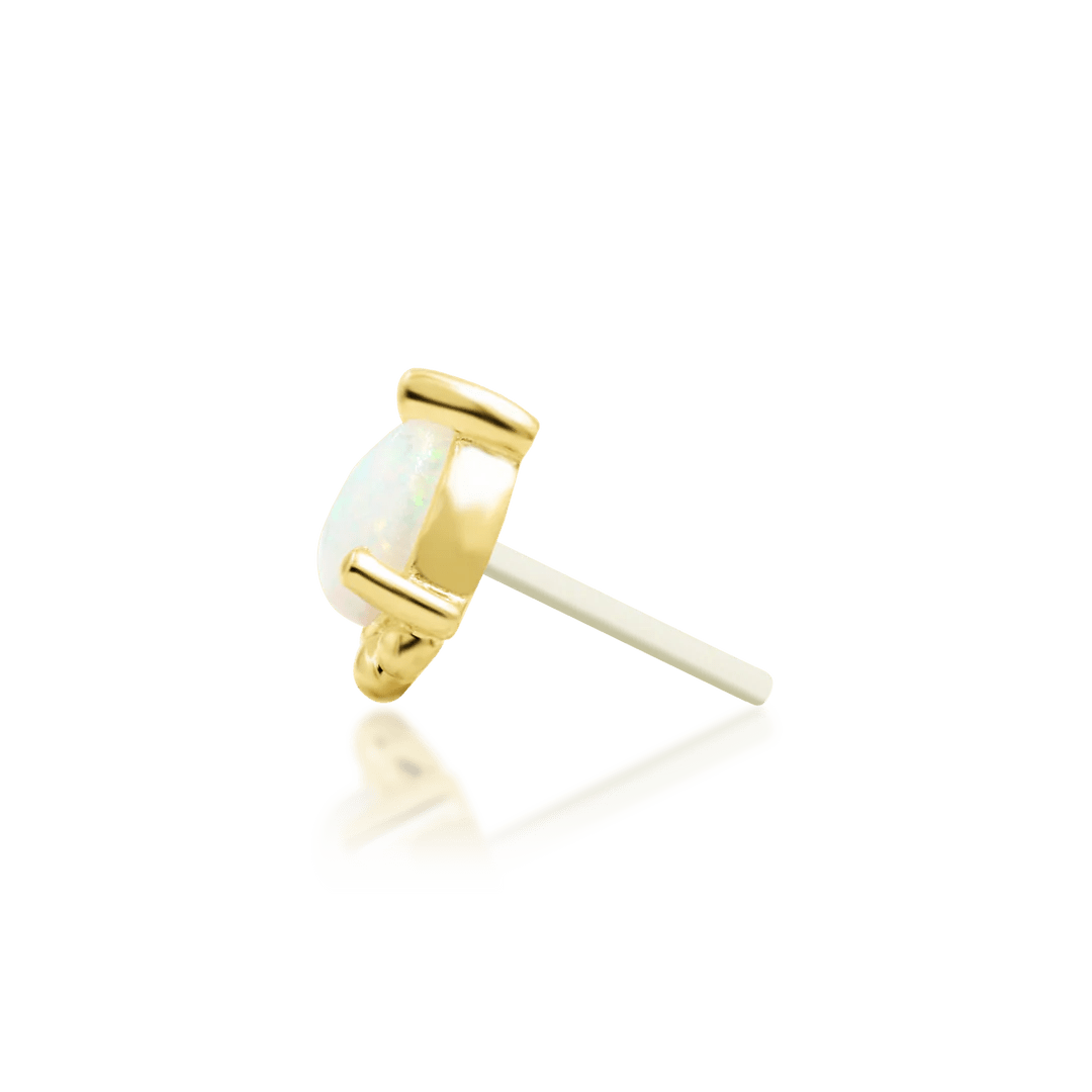 Amani – Opal Pear Beaded – 14K Gold Threadless End - piercing - zone.com