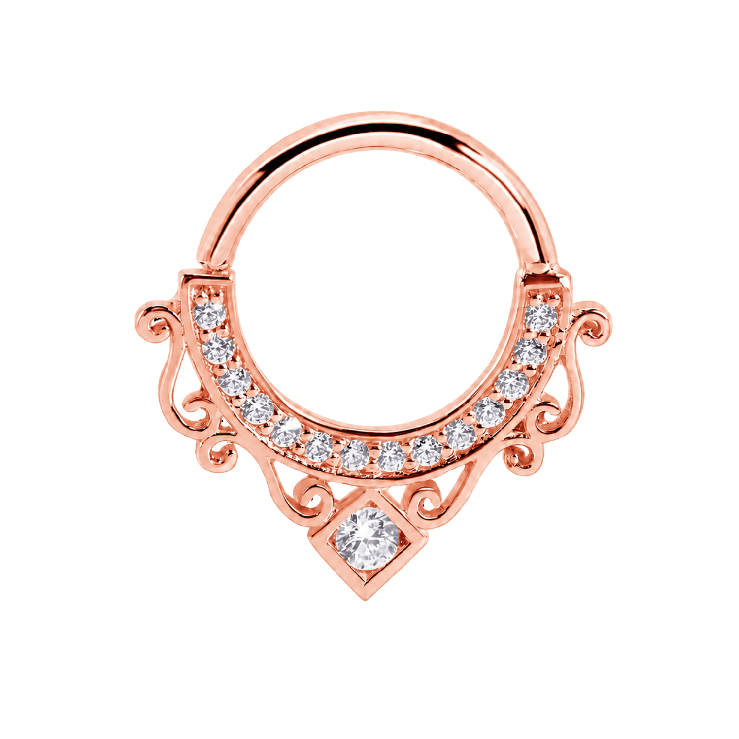 Amara Seamless Ring – 14K Gold Cup & Divot Design - piercing-zone.com