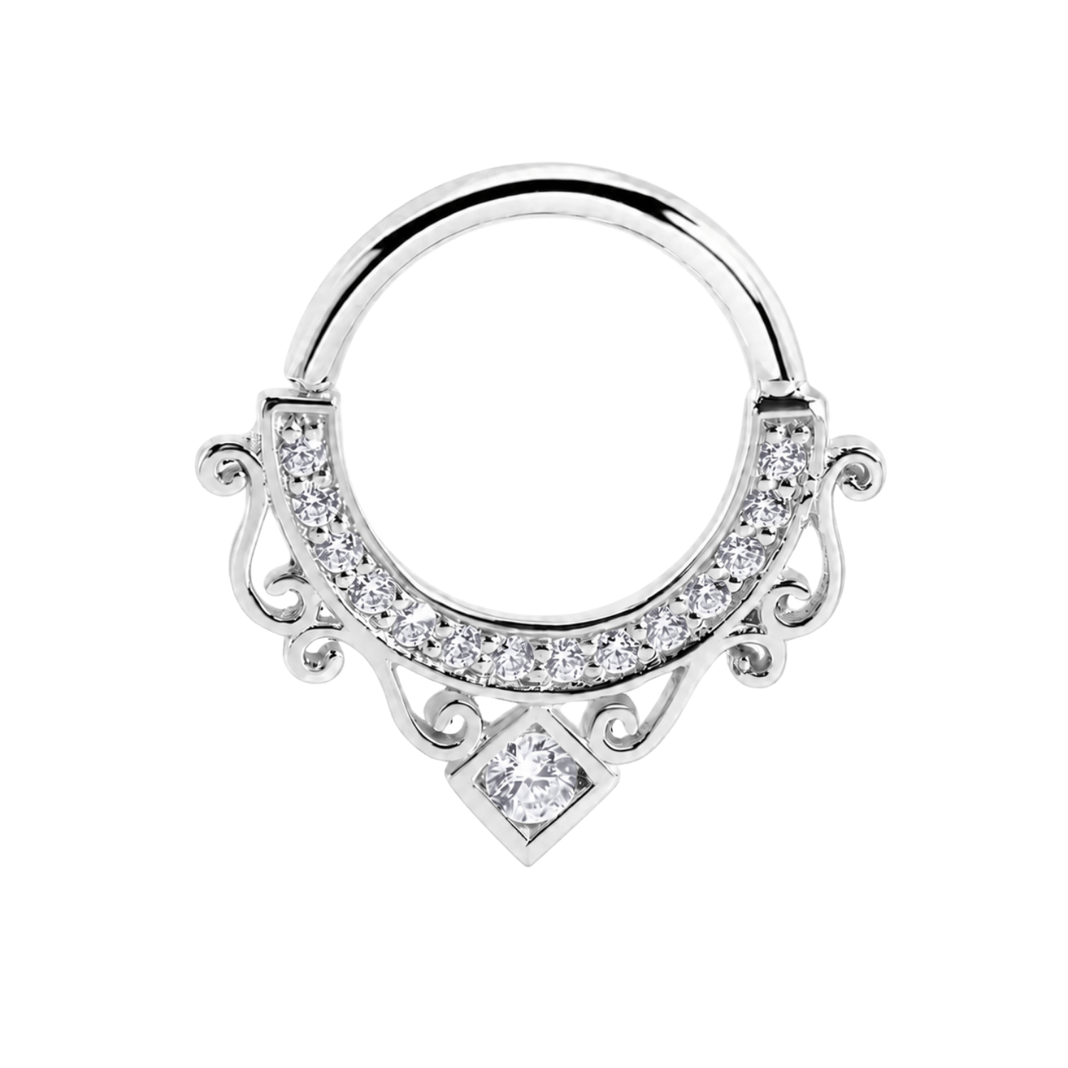 Amara Seamless Ring – 14K Gold Cup & Divot Design - piercing-zone.com