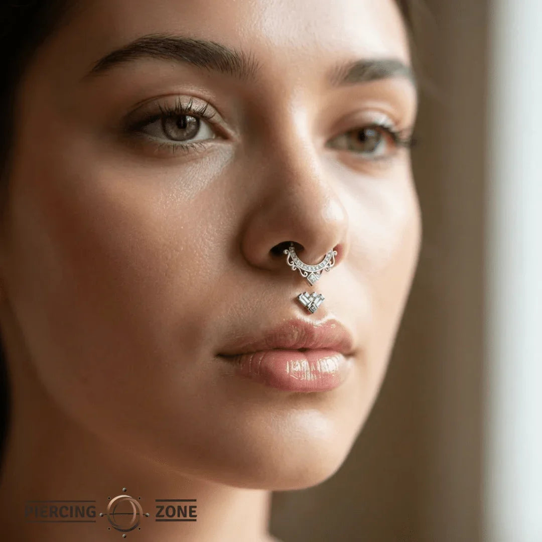 Amara Seamless Ring – 14K Gold Cup & Divot Design - piercing - zone.com
