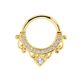 Amara Seamless Ring – 14K Gold Cup & Divot Design - piercing - zone.com