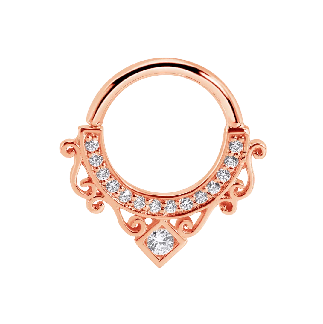 Amara Seamless Ring – 14K Gold Cup & Divot Design - piercing - zone.com