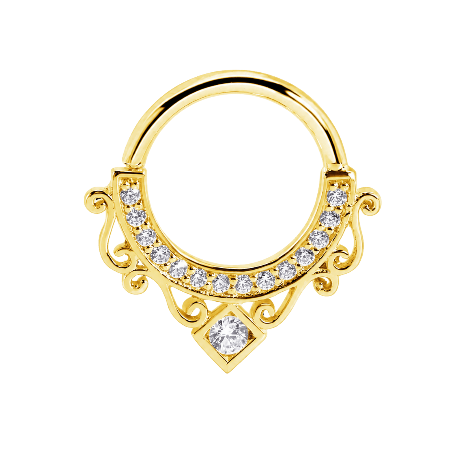 Amara Seamless Ring – 14K Gold Cup & Divot Design - piercing-zone.com