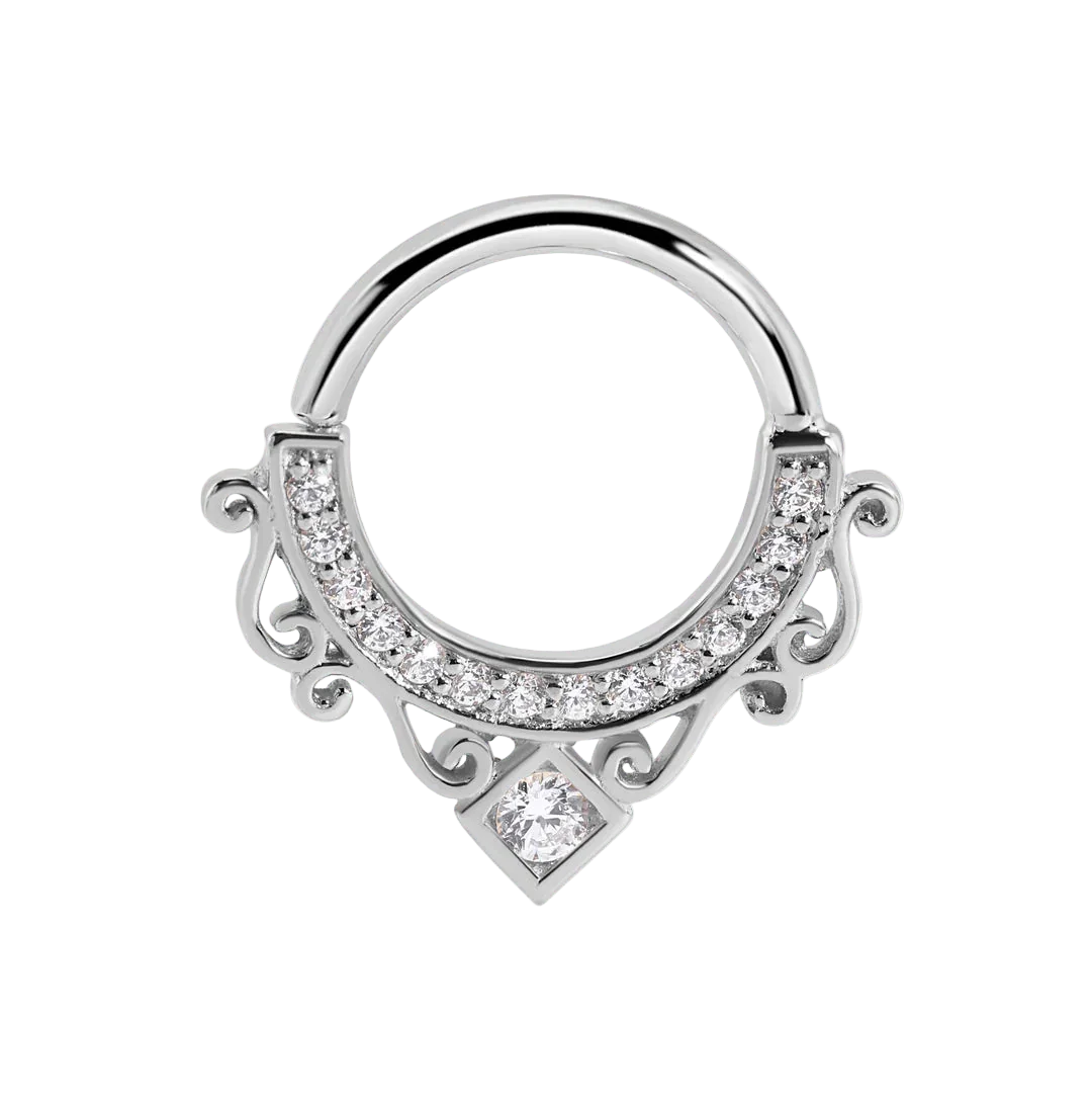 Amara Seamless Ring – 14K Gold Cup & Divot Design - piercing - zone.com