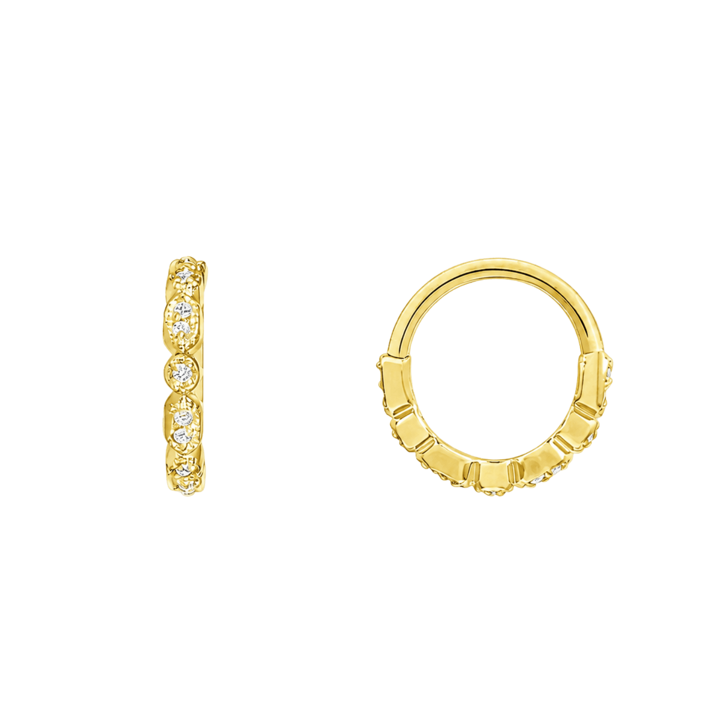 Amelia Seamless Ring – 14K Gold Micro-Gem Arc Design - piercing-zone.com