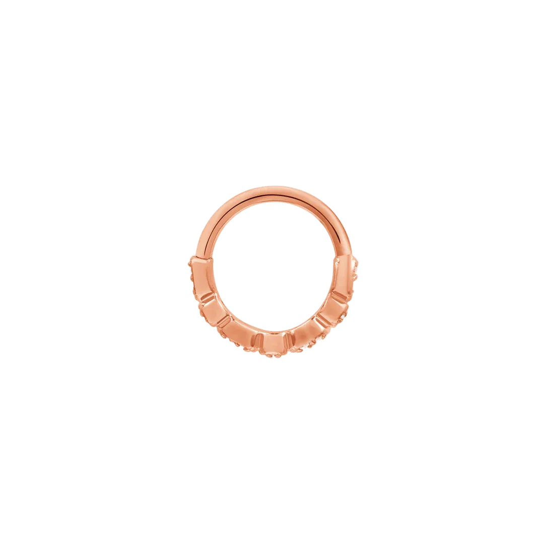 Amelia Seamless Ring – 14K Gold Micro - Gem Arc Design - piercing - zone.com