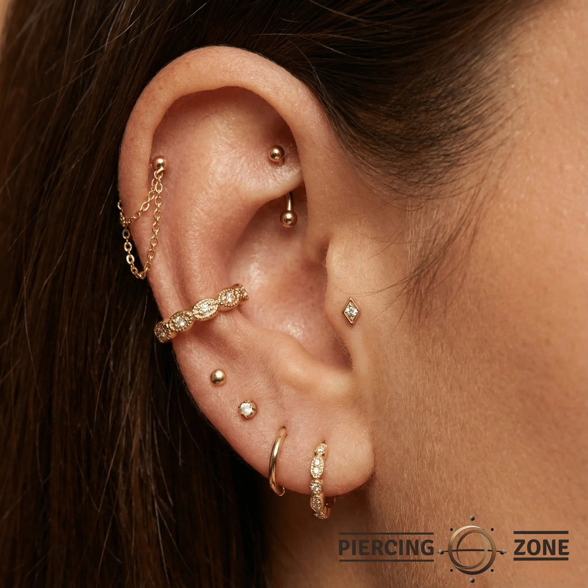 Amelia Seamless Ring – 14K Gold Micro - Gem Arc Design - piercing - zone.com