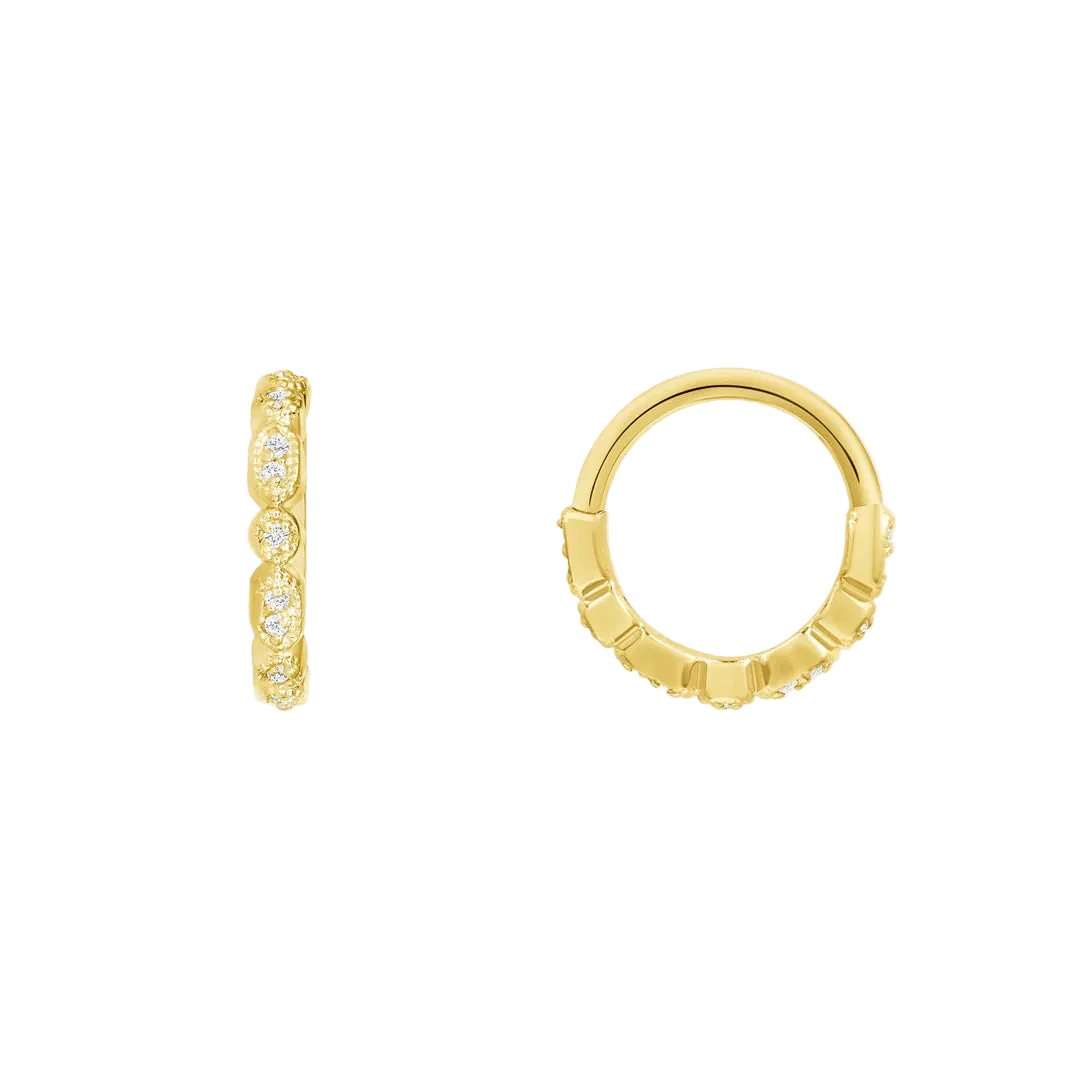 Amelia Seamless Ring – 14K Gold Micro - Gem Arc Design - piercing - zone.com