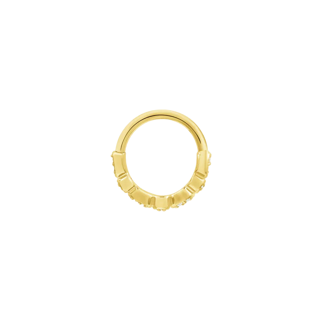 Amelia Seamless Ring – 14K Gold Micro - Gem Arc Design - piercing - zone.com