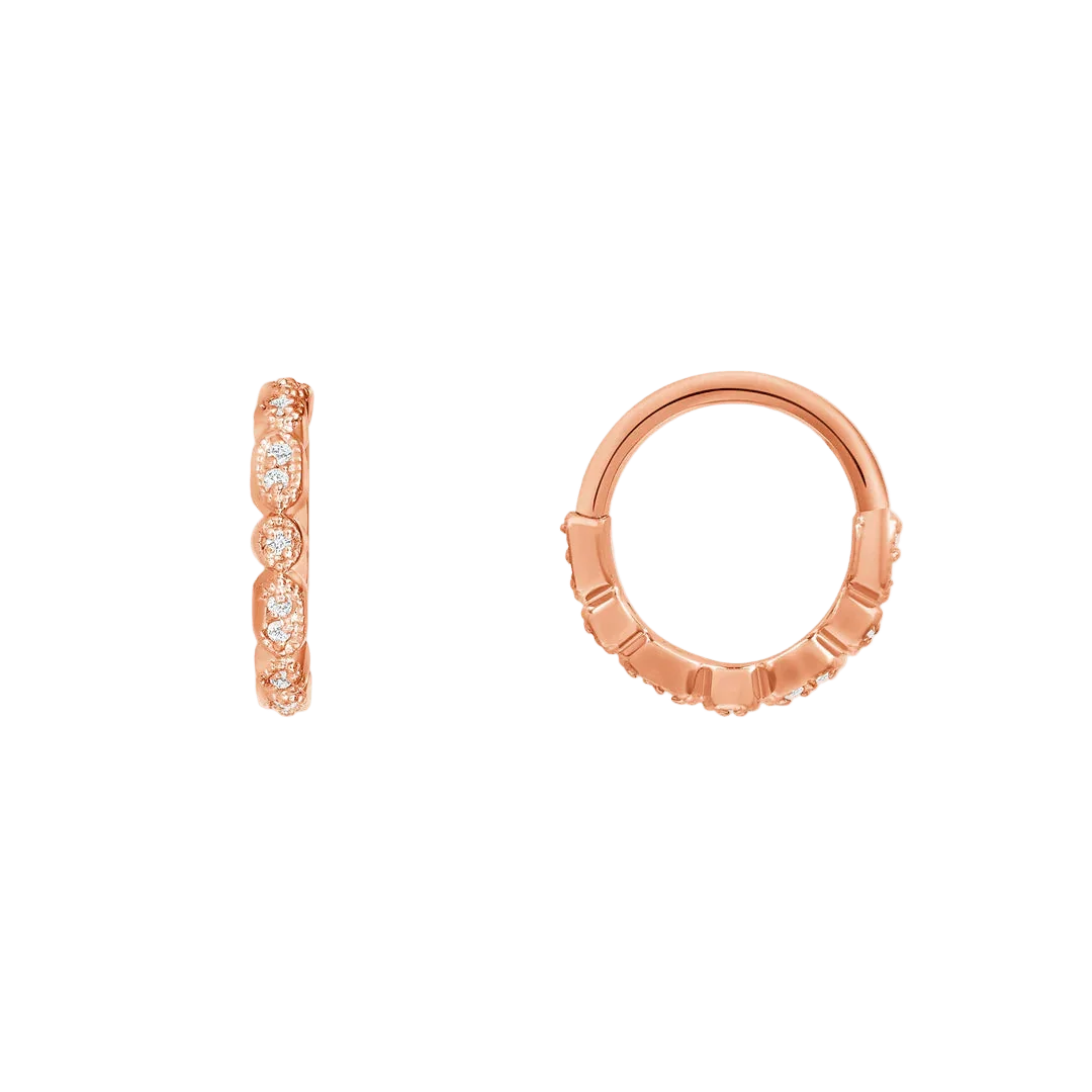 Amelia Seamless Ring – 14K Gold Micro - Gem Arc Design - piercing - zone.com