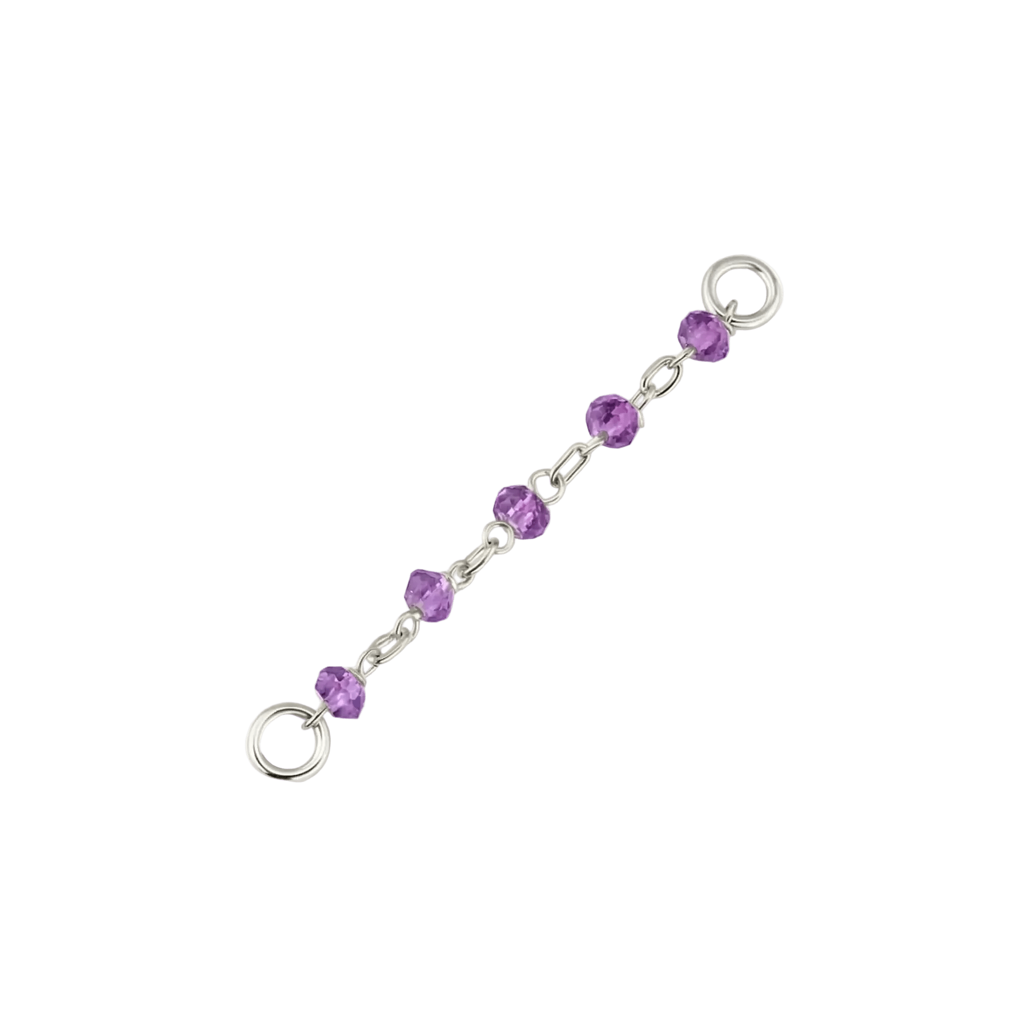 Amethyst Bead Chain – 18K Gold Gemstone Piercing Chain - piercing - zone.com