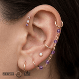 Amethyst Bead Chain – 18K Gold Gemstone Piercing Chain - piercing - zone.com
