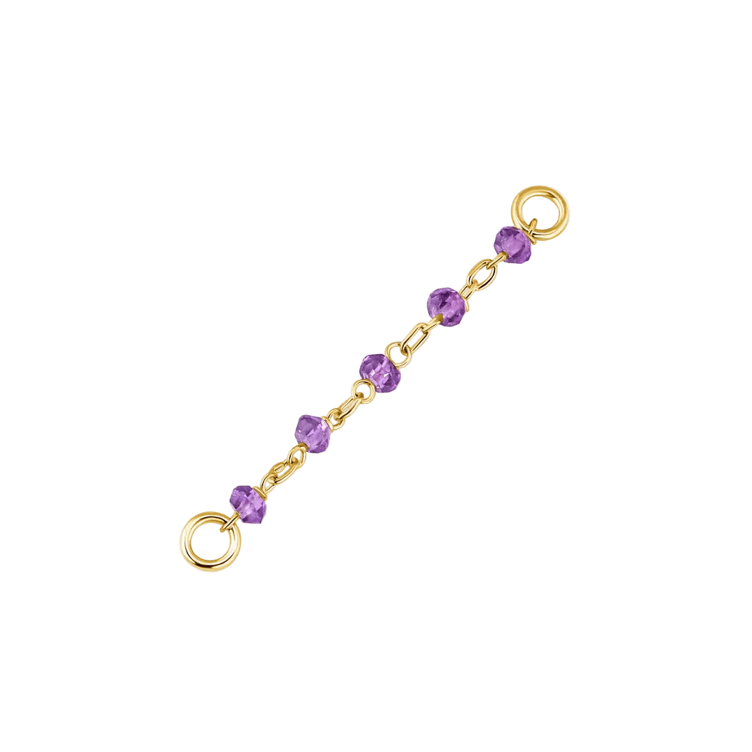 Amethyst Bead Chain – 18K Gold Gemstone Piercing Chain - piercing - zone.com