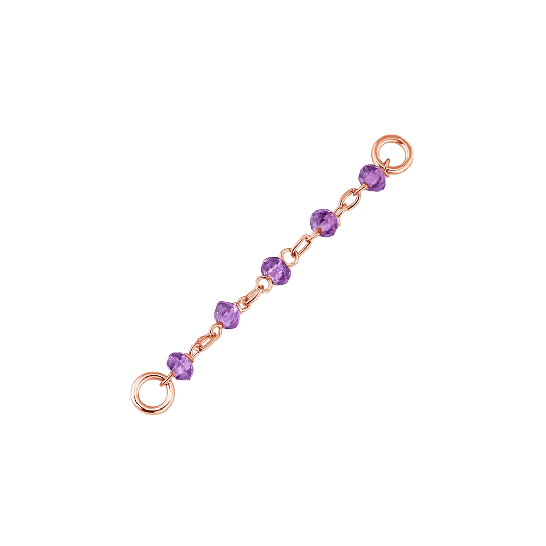 Amethyst Bead Chain – 18K Gold Gemstone Piercing Chain - piercing - zone.com