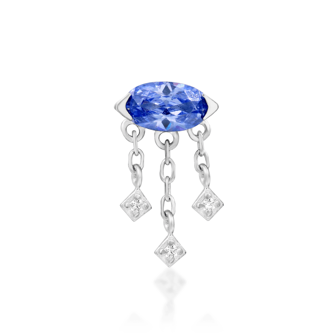 Amidah – Tanzanite & CZ Vertical Cluster – 14K Gold Threadless End - piercing - zone.com