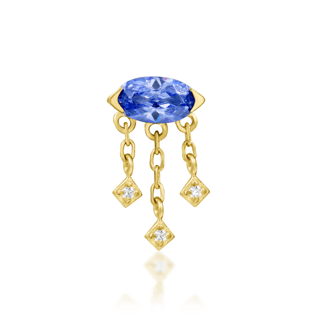 Amidah – Tanzanite & CZ Vertical Cluster – 14K Gold Threadless End - piercing - zone.com