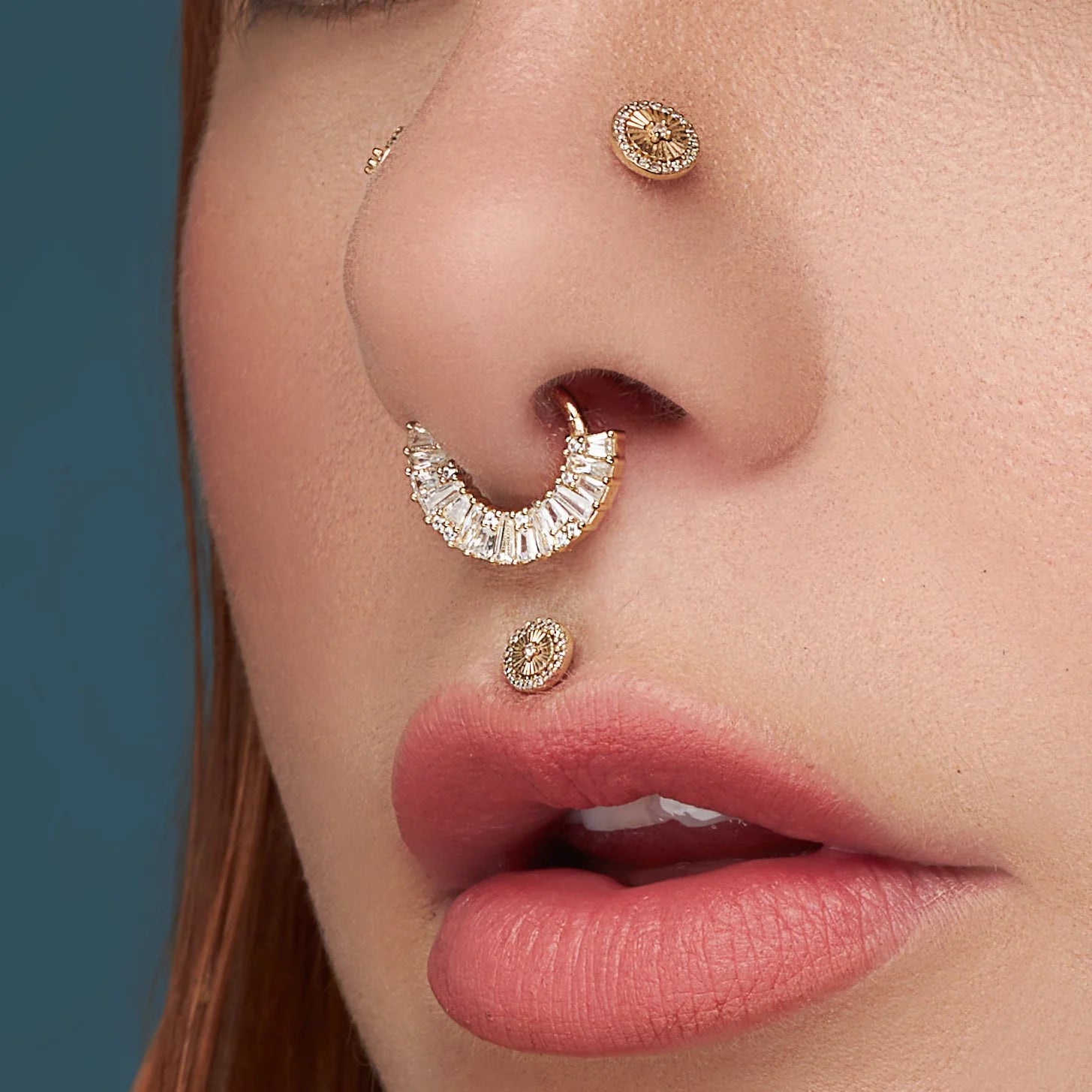Amplify CZ Clicker – 14K Gold Piercing Ring with CZ Gems