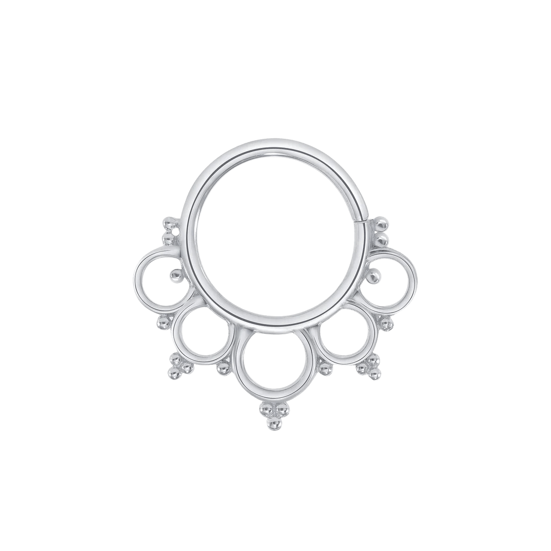 Amy Seamless Ring – 14K Gold Cup & Divot Design - piercing - zone.com