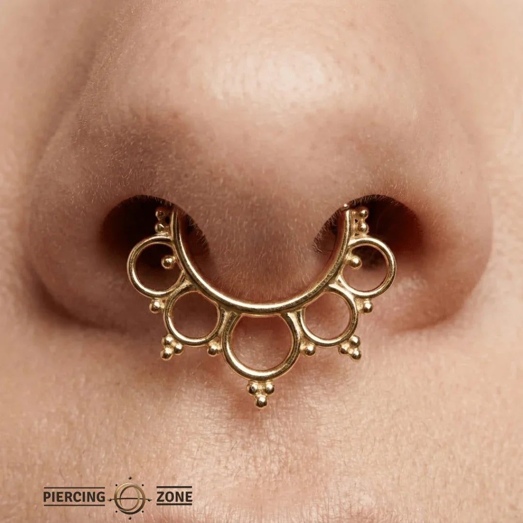 Amy Seamless Ring – 14K Gold Cup & Divot Design - piercing - zone.com