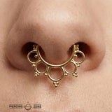 Amy Seamless Ring – 14K Gold Cup & Divot Design - piercing - zone.com