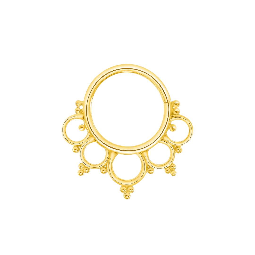 Amy Seamless Ring – 14K Gold Cup & Divot Design - piercing - zone.com