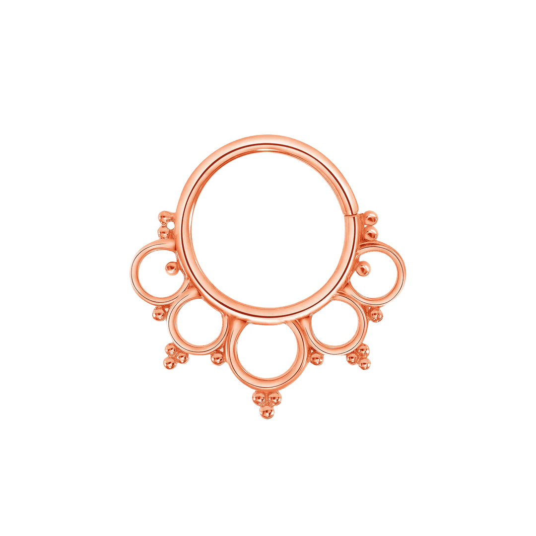 Amy Seamless Ring – 14K Gold Cup & Divot Design - piercing - zone.com