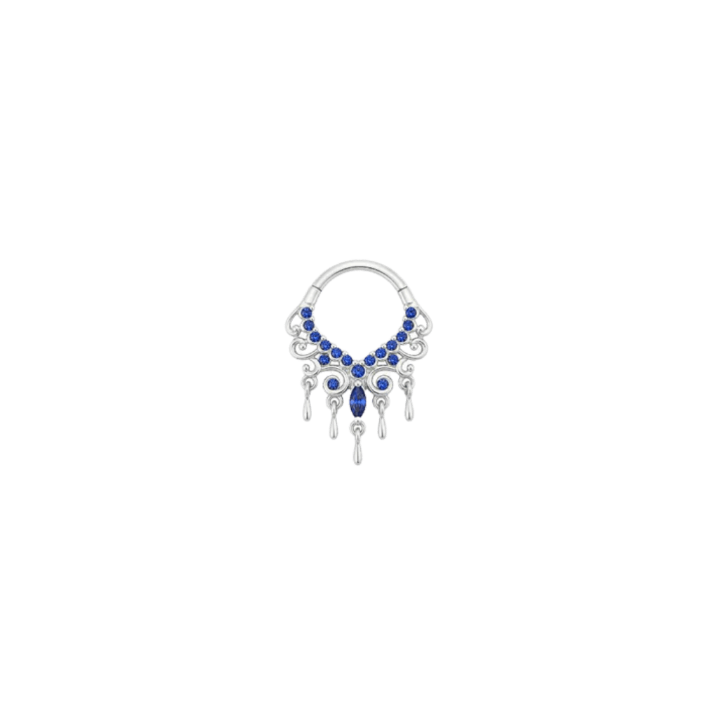 Anaïs Clicker - 14K Gold Lab Blue Sapphire Clicker Ring - piercing-zone.com
