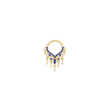 Anaïs Clicker - 14K Gold Lab Blue Sapphire Clicker Ring - piercing-zone.com