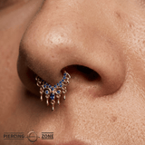Anaïs Clicker - 14K Gold Lab Blue Sapphire Clicker Ring - piercing-zone.com