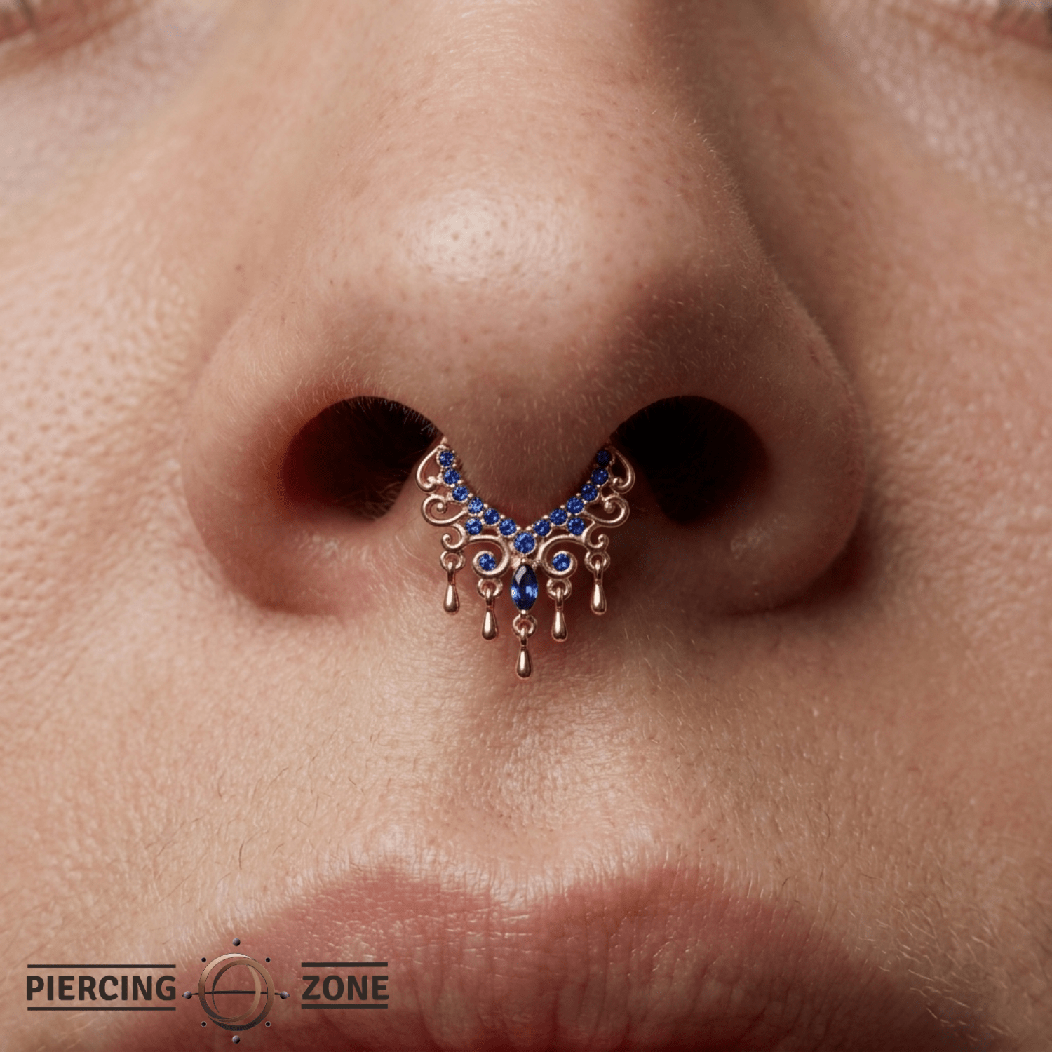 Anaïs Clicker - 14K Gold Lab Blue Sapphire Clicker Ring - piercing-zone.com