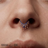 Anaïs Clicker - 14K Gold Lab Blue Sapphire Clicker Ring - piercing-zone.com